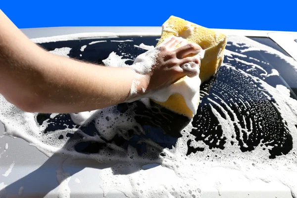 Hand washing car — Stock Photo, Image