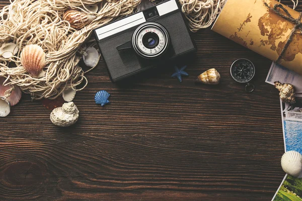 Hermosa composición con accesorios de mar — Foto de Stock