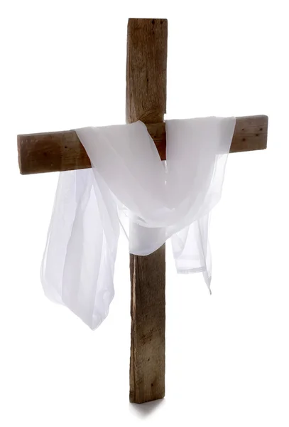 Хрест Тканиною Ізольований Білому — стокове фото