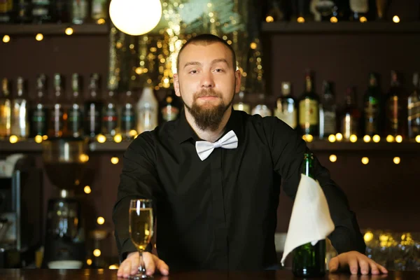 Portrait of handsome bartender — Stock Photo, Image