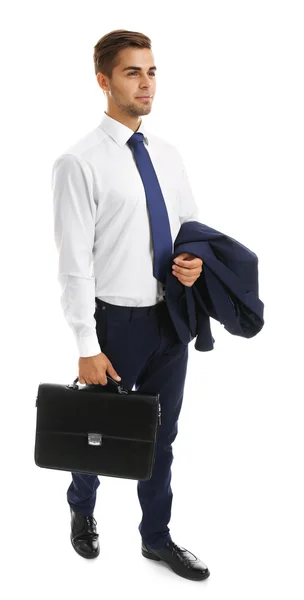 Elegante hombre de negocios con maletín — Foto de Stock