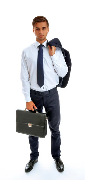 Homem de negócios elegante com pasta — Fotografia de Stock