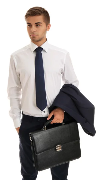 Elegante zakenman met werkmap — Stockfoto