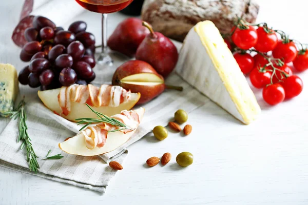 Still life with various types of Italian food and wine — Stock Photo, Image