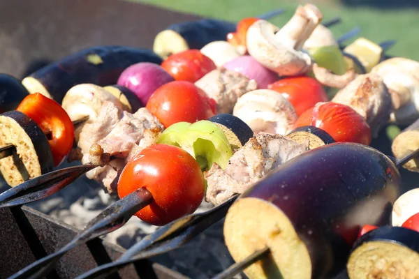 Barbekü mangal closeup ortasında — Stok fotoğraf