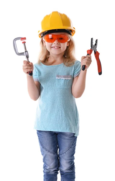 Little girl with tools — Stock Photo, Image