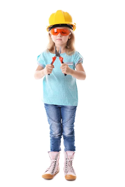 Little girl with tools — Stock Photo, Image