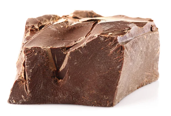 Siyah çikolata parçası üzerinde beyaz izole