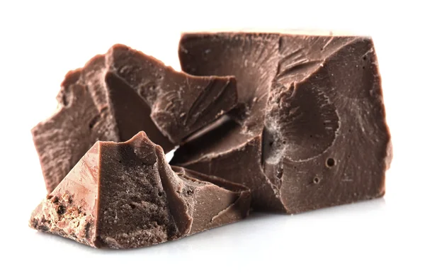 Milk chocolate pieces isolated on white — Stock Photo, Image