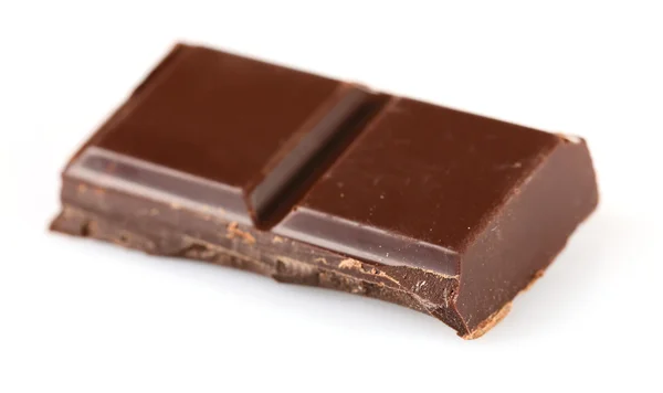 Czarny kawałek czekolady na białym tle — Zdjęcie stockowe