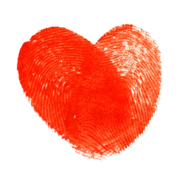 Herz aus Fingerabdrücken auf Weiß — Stockfoto