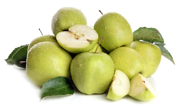 흰색 절연 익은 녹색 사과 — 스톡 사진