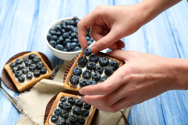 Gourmet färska blåbär tårtor — Stockfoto