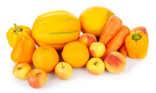 Composition de fruits et légumes lumineux isolés sur blanc — Photo