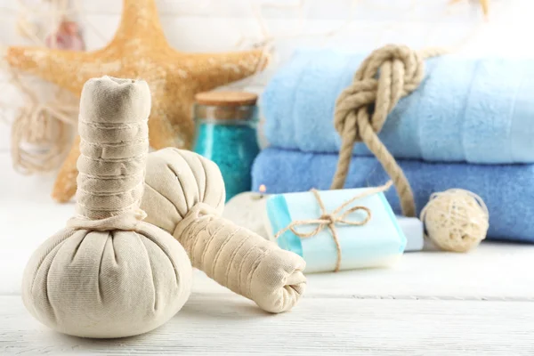 Спа-процедуры на светлом фоне. Концепция морских просторов Стоковое Изображение