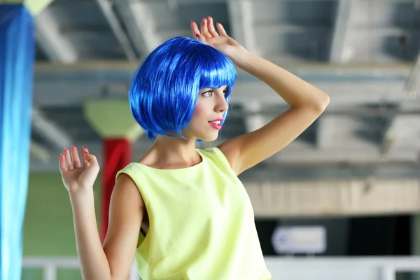 Woman with blue hairstyle — Stock Photo, Image