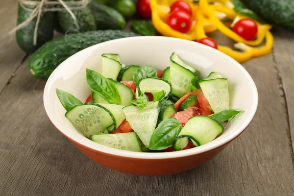 Vegetable salad with cucumbers — Stock Photo, Image