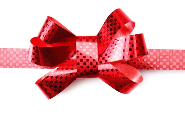 Red shiny ribbon bow — Stock Photo, Image