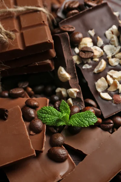 Variety of chocolate pieces — Stock Photo, Image