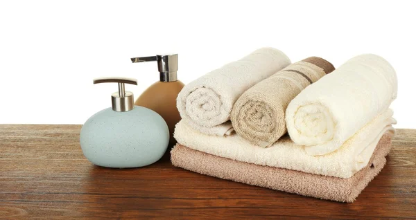Zachte handdoeken met dispenser — Stockfoto