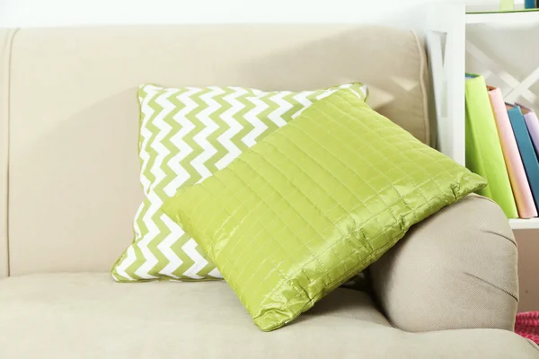 Colorful pillows on sofa — Stock Photo, Image