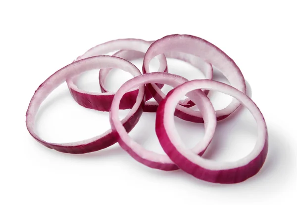 Sliced red onion rings isolated on white — Stock Photo, Image