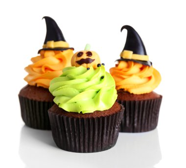 Beyaz izole Cadılar Bayramı cupcakes