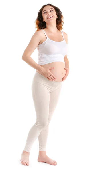 Молодая счастливая беременная женщина — стоковое фото