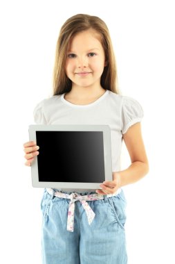 Dijital tablet ile güzel küçük kız