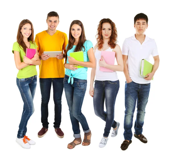 Different Students Isolated White — Stock Photo, Image