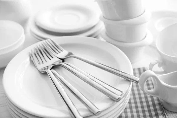 Set de platos de cerámica blanca — Foto de Stock