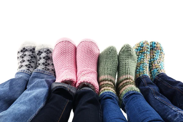 Human feet in knitted socks — Stock Photo, Image