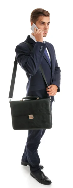 Elegante hombre de negocios con maletín — Foto de Stock