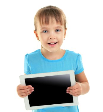 Dijital tablet ile güzel küçük kız