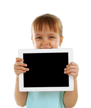 Dijital tablet ile güzel küçük kız