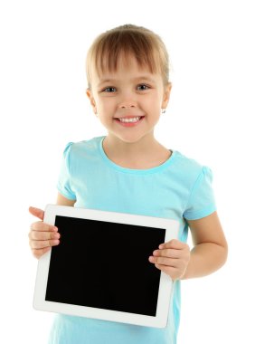Dijital tablet ile güzel küçük kız