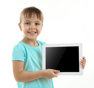 Dijital tablet ile güzel küçük kız