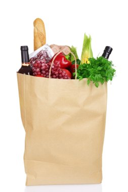 Paper bag with products   clipart