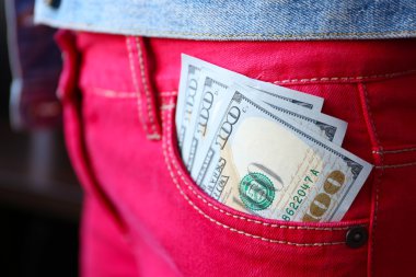 Kot pantolon cebinde closeup Doları banknot