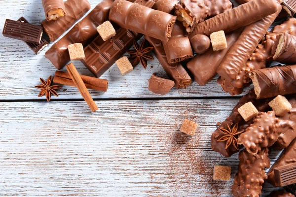Choklad godis med pulver — Stockfoto
