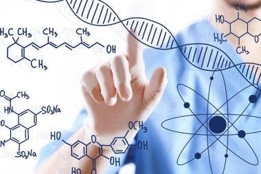 DNA molekülü ile çalışan doktor