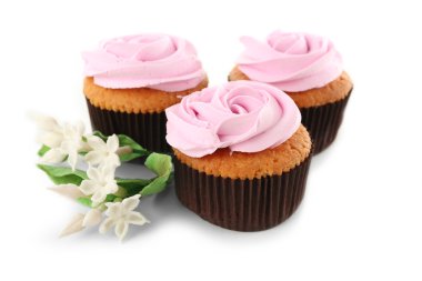 beyaz izole lezzetli kekler