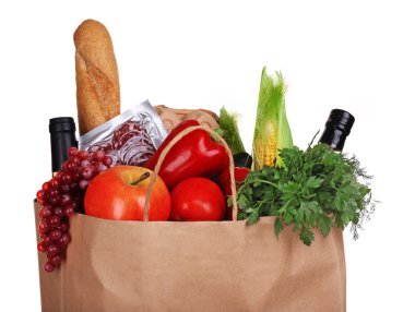 Paper bag with products   clipart