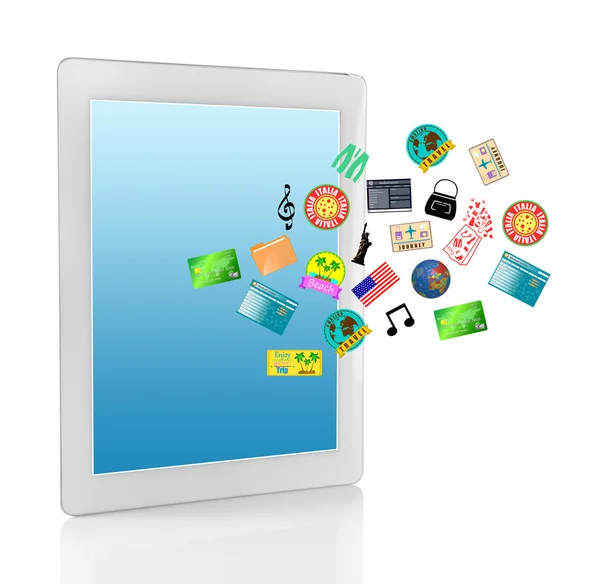 Tablet pc with icons — Stock Photo, Image