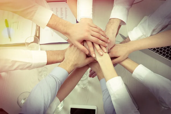 United hands of business team — Stock Photo, Image