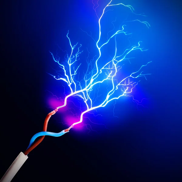 Câbles électriques avec électricité éclatante — Photo