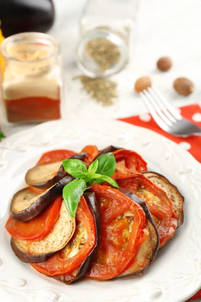 Ratatouille on plate, on  background — Stock Photo, Image