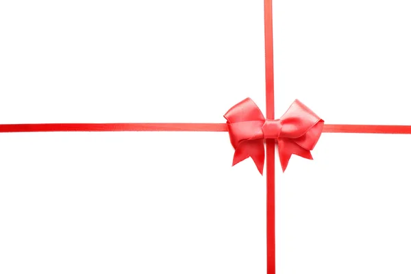 Shiny red ribbon with bow — Stock Photo, Image