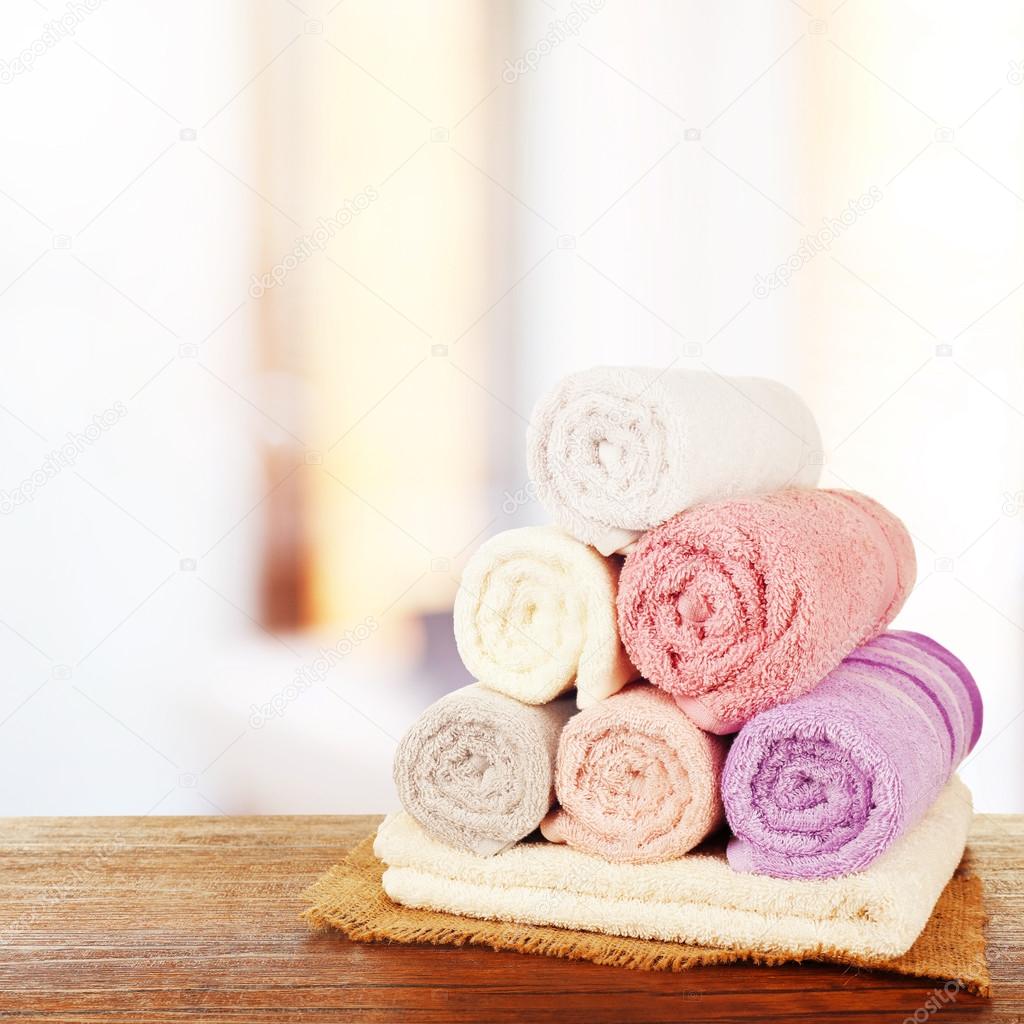 Rolled bath towels