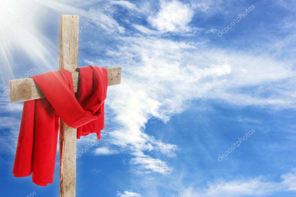 Cross with red cloth 